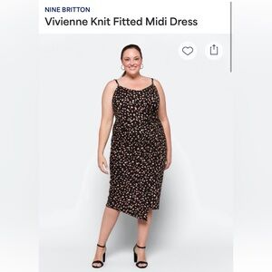 Nine Britton Faux Wrap Black Dress with Cream Pattern